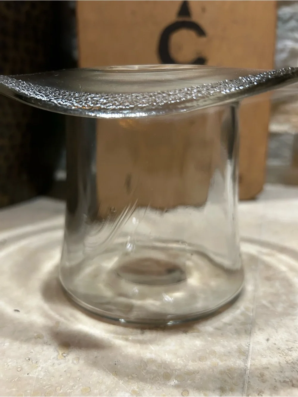 vintage Blenko Clear Glass Too Hat Vase